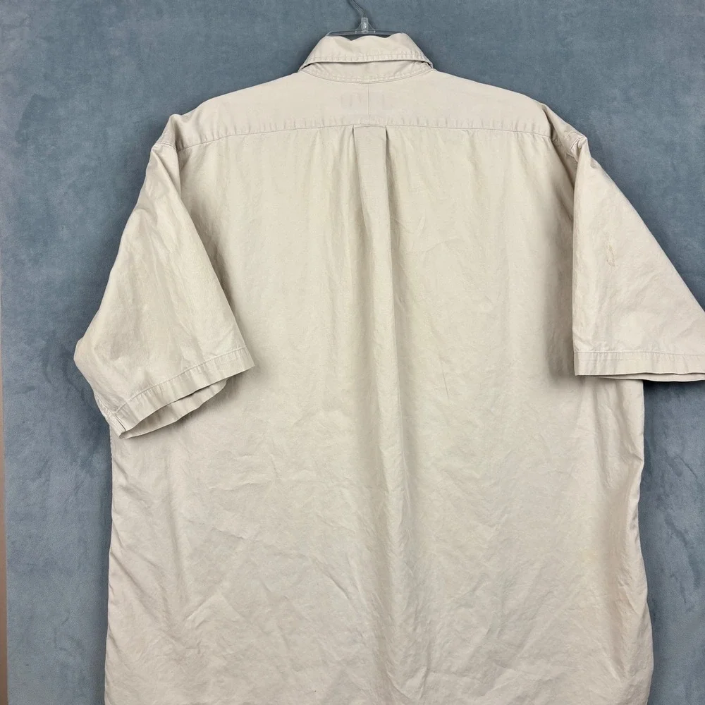 Polo Ralph Lauren Blake Shirt Mens XL Tan Beige Short Sleeve Cotton Button Down